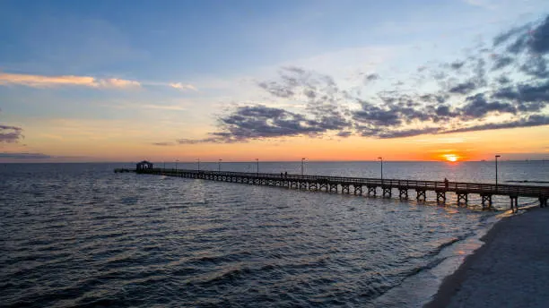 Biloxi pier at sunset