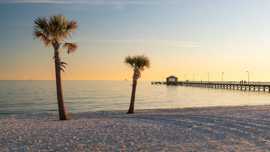 Ocean Springs beach at sunset on the Mississippi Gulf Coast